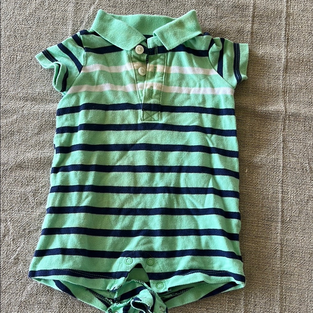 Carters Striped Green and Blue Baby Romper